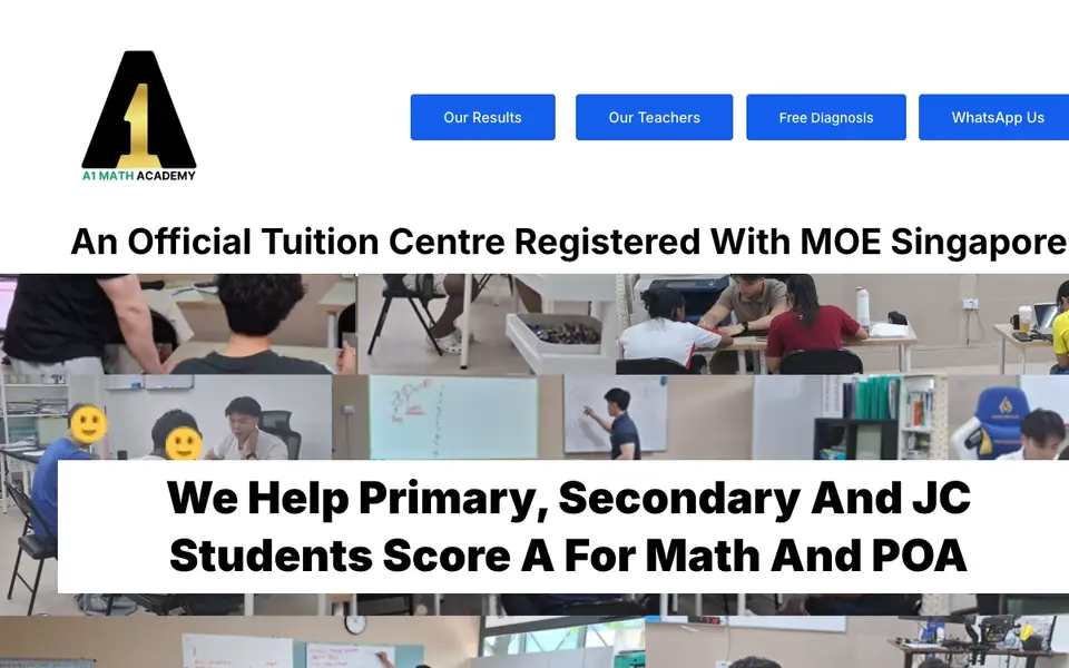 A1 Math Academy website homepage, 4 Oct 2026