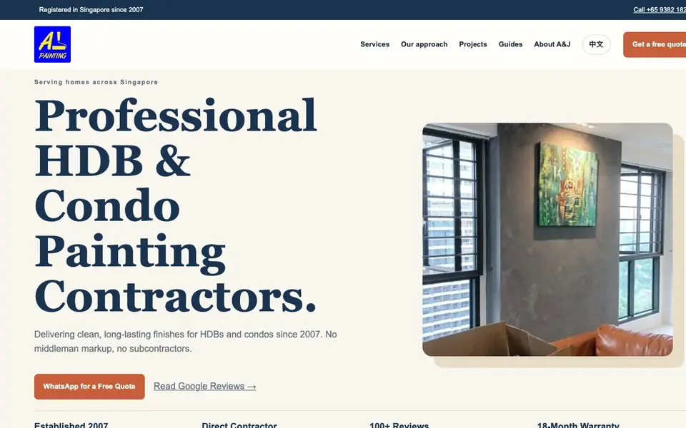 A&J Painting website homepage, 4 Oct 2026