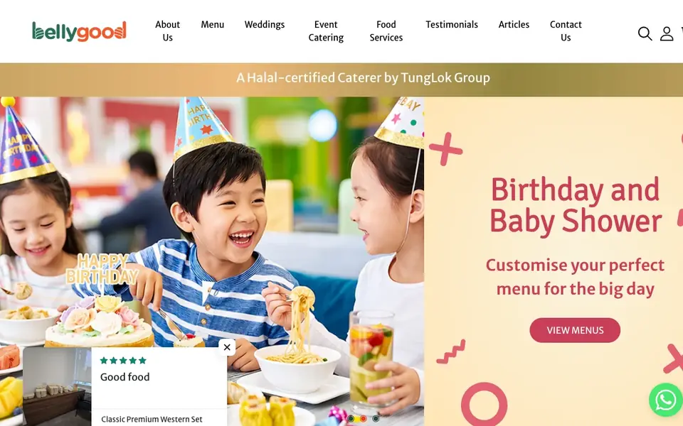 Bellygood Caterer website homepage, 4 Oct 2026