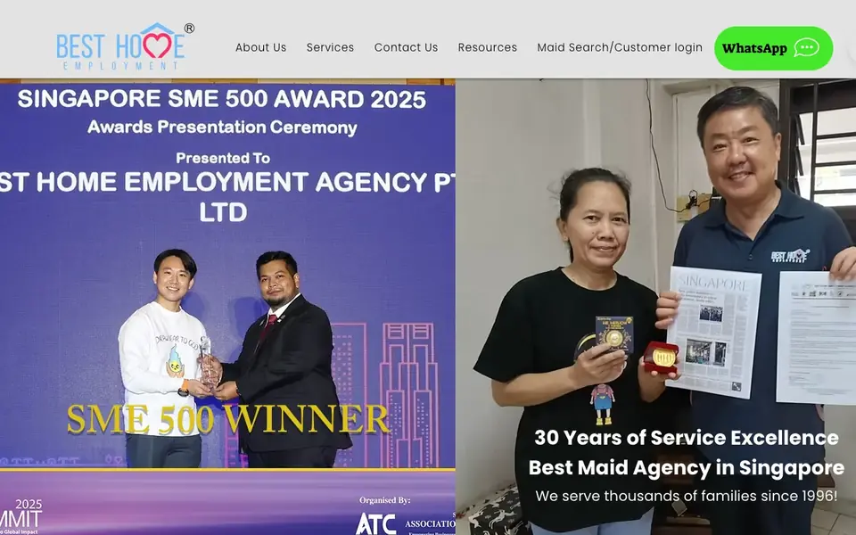 Best Home Employment Agency website homepage, 4 Oct 2026