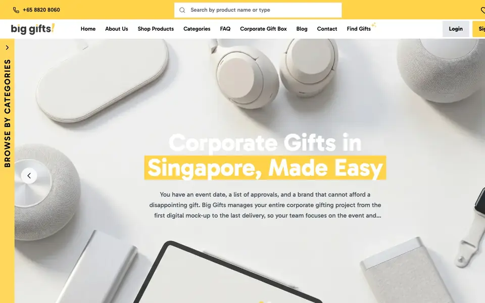 Big Gifts website homepage, 4 Oct 2026