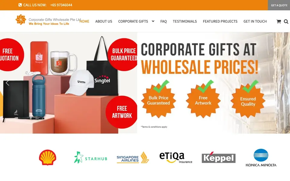 Corporate Gifts Wholesale website homepage, 4 Oct 2026