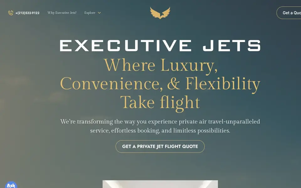 Executive Jets website homepage, 4 Oct 2026