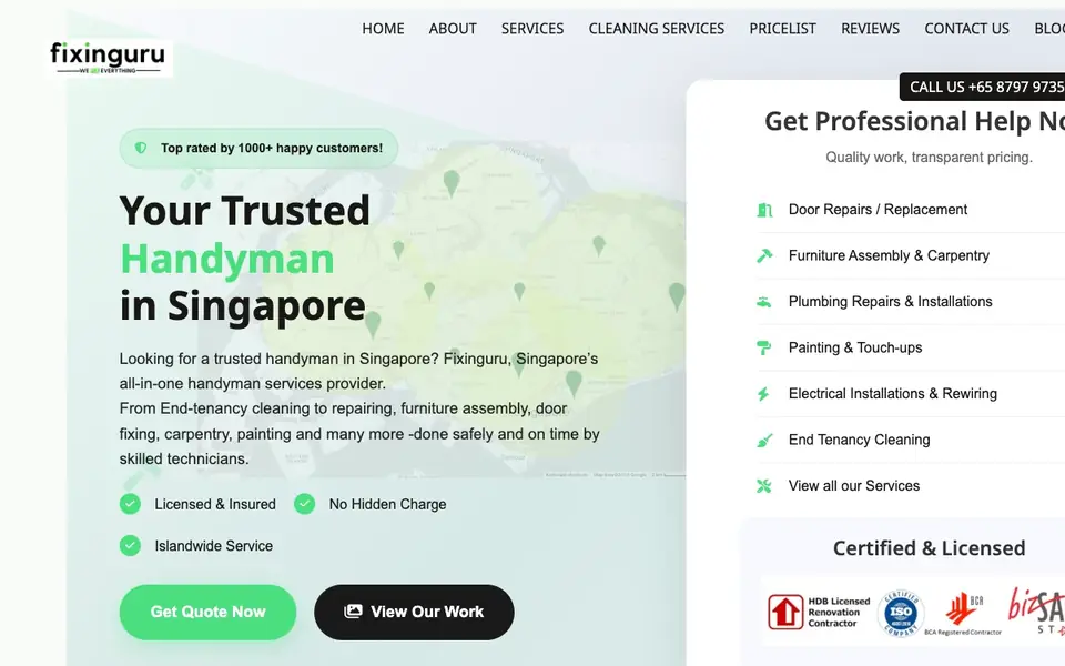 Fixinguru website homepage, 4 Oct 2026