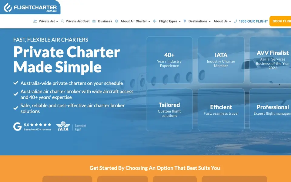 Flightcharter.com.au website homepage, 4 Oct 2026