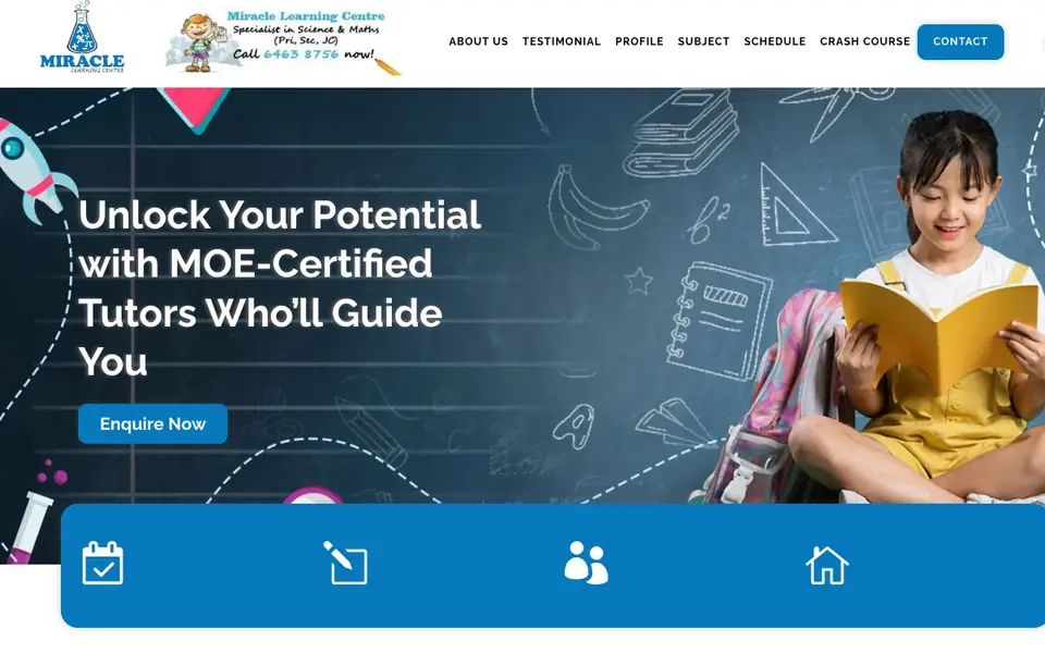 Miracle Learning Centre website homepage, 4 Oct 2026