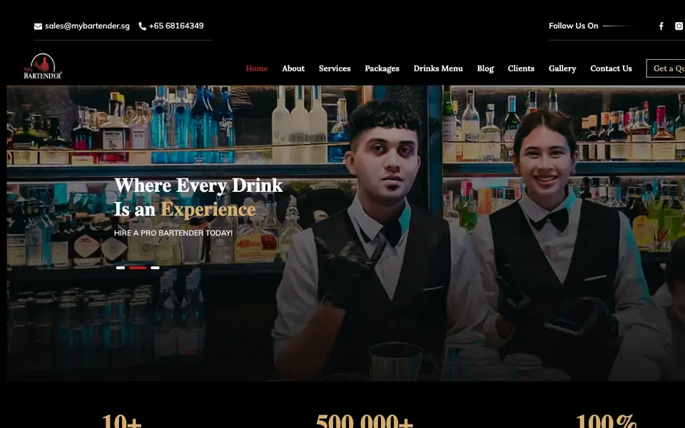 My Bartender Pte Ltd website homepage, 4 Oct 2026