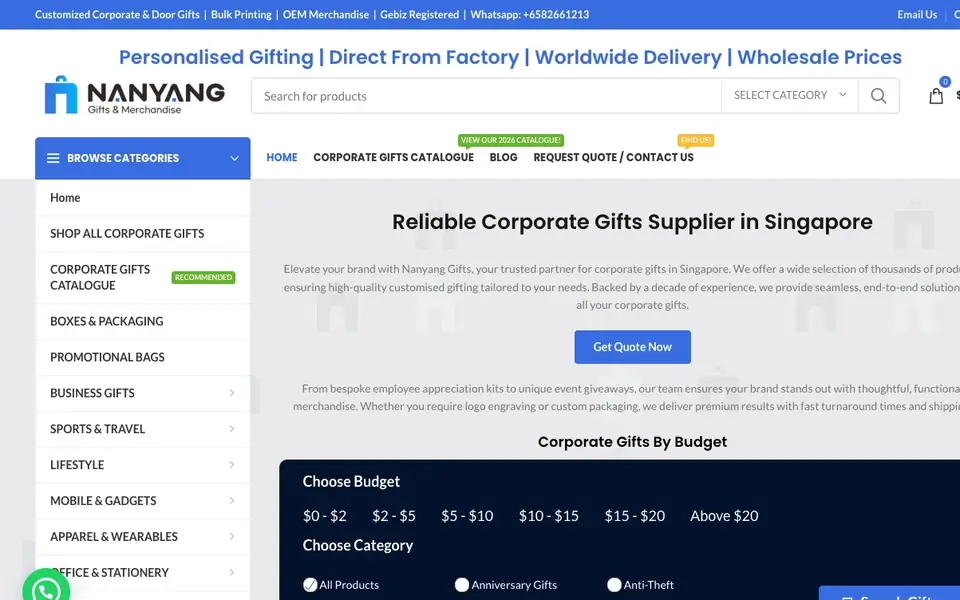 NanyangGifts website homepage, 4 Oct 2026