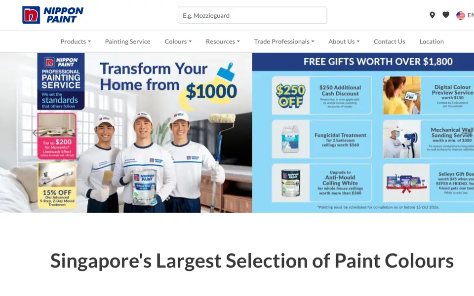 Nippon Paint Singapore website homepage, 4 Oct 2026