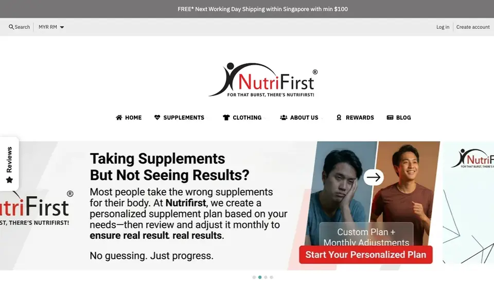 NutriFirst Pte Ltd website homepage, 4 Oct 2026