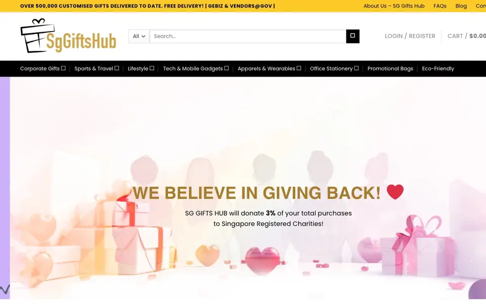 Sg Gifts Hub website homepage, 4 Oct 2026
