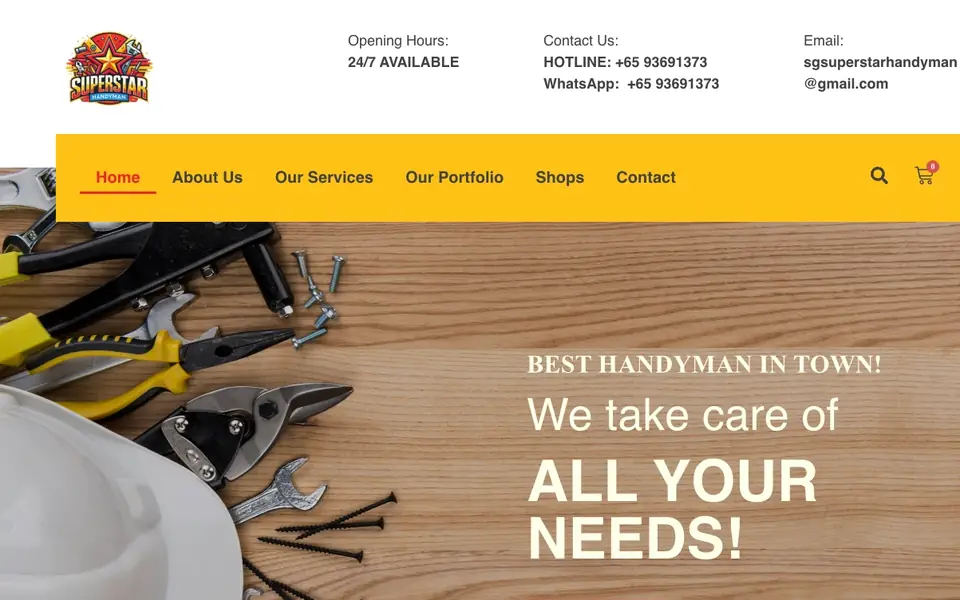 Superstar Handyman Singapore website homepage, 4 Oct 2026