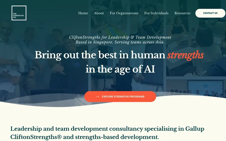 The Strengths Co. website homepage, 4 Oct 2026