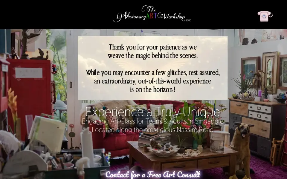 The Visionary ART Workshop website homepage, 4 Oct 2026