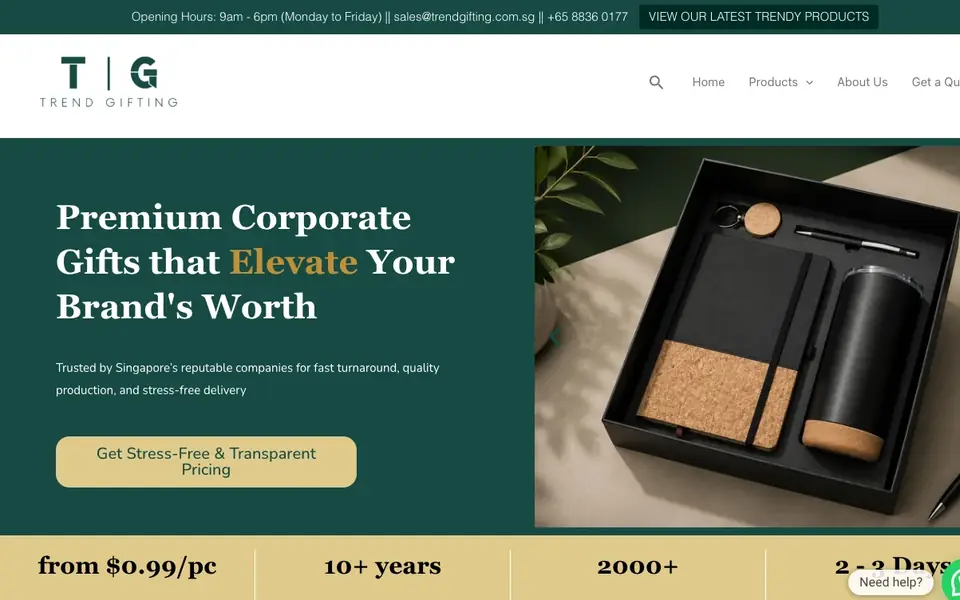 Trend Gifting website homepage, 4 Oct 2026